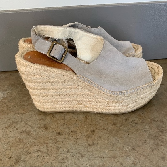 Soludos Gray Leather Espadrille Wedge Sandals Size 8 - Picture 6 of 10